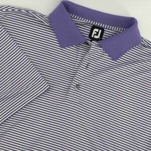 FootJoy FJ Mens XL Golf Polo Shirt Purple White Stripe Short Sleeve‎